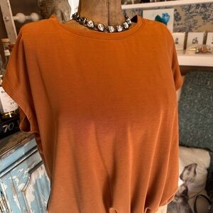 Cable and Gauge Studios Burnt Orange Tie Waist Top